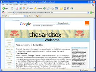 Screenshot of the Internet Explorer browser